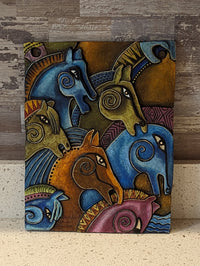 Stallion Stampede Portraiture, Handmade Ceramic Wall Art, Mexican Clay Art of Stampeding Horses Home Decor, Contemporary Wall Art Decoration