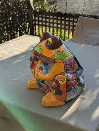 Frog Flower Pot, Colorful Ceramic Planter, Talavera Pottery, Indoor Outdoor Planter, Talavera Pot, Mexican Planter, Handmade Frog Pot, Large