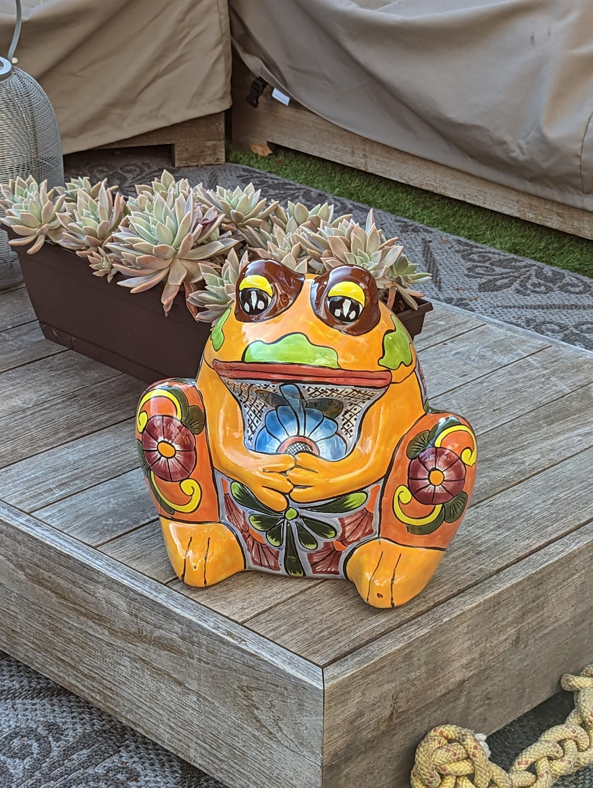 Frog Flower Pot, Colorful Ceramic Planter, Talavera Pottery, Indoor Outdoor Planter, Talavera Pot, Mexican Planter, Handmade Frog Pot, Large