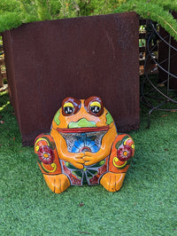 Frog Flower Pot, Colorful Ceramic Planter, Talavera Pottery, Indoor Outdoor Planter, Talavera Pot, Mexican Planter, Handmade Frog Pot, Large