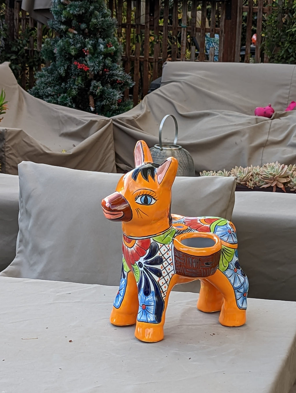 Cute Donkey Planter, Talavera Pottery, Planter Pot Decoration for Indoor Outdoor Home Decor, Handmade Mexican Burro Flower Pot