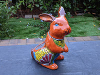 Rabbit Planter, Talavera Pottery, Colorful Ceramic Plant Pot, Indoor Home Decor, Outdoor Garden Decor, Hand Painted Mexican Yard Decor
