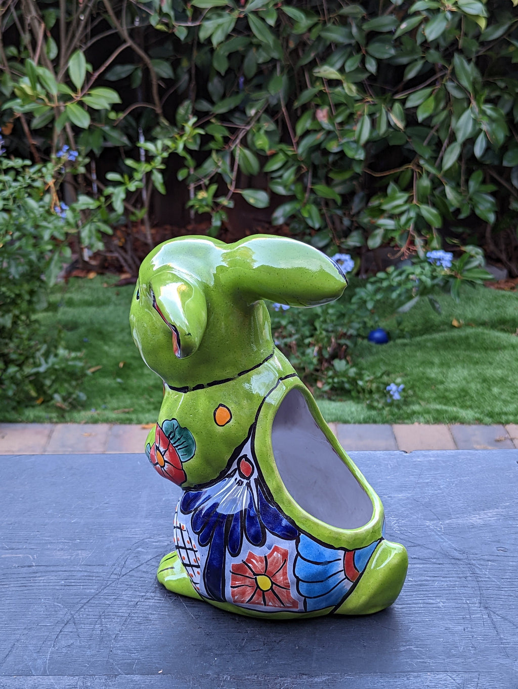 Rabbit Planter, Talavera Pottery, Colorful Ceramic Plant Pot, Indoor Home Decor, Outdoor Garden Decor, Hand Painted Mexican Yard Decor