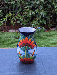 Talavera Ceramic Vase  | Handmade Mexican Pottery for Dried or Fresh Flowers Featuring Colorful Sunflowers & Lillies