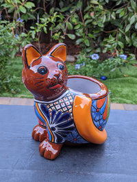 Cute Cat Flower Pot, Talavera Planter, Cat Decor, Flower Pots Indoor, Cat Decorations, Talavera Pottery, Handmade, Cute Cat Gifts