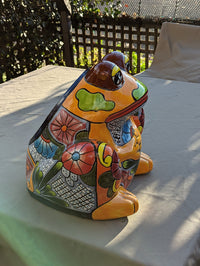 Frog Flower Pot, Colorful Ceramic Planter, Talavera Pottery, Indoor Outdoor Planter, Talavera Pot, Mexican Planter, Handmade Frog Pot, Large