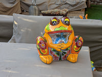 Frog Flower Pot, Colorful Ceramic Planter, Talavera Pottery, Indoor Outdoor Planter, Talavera Pot, Mexican Planter, Handmade Frog Pot, Large