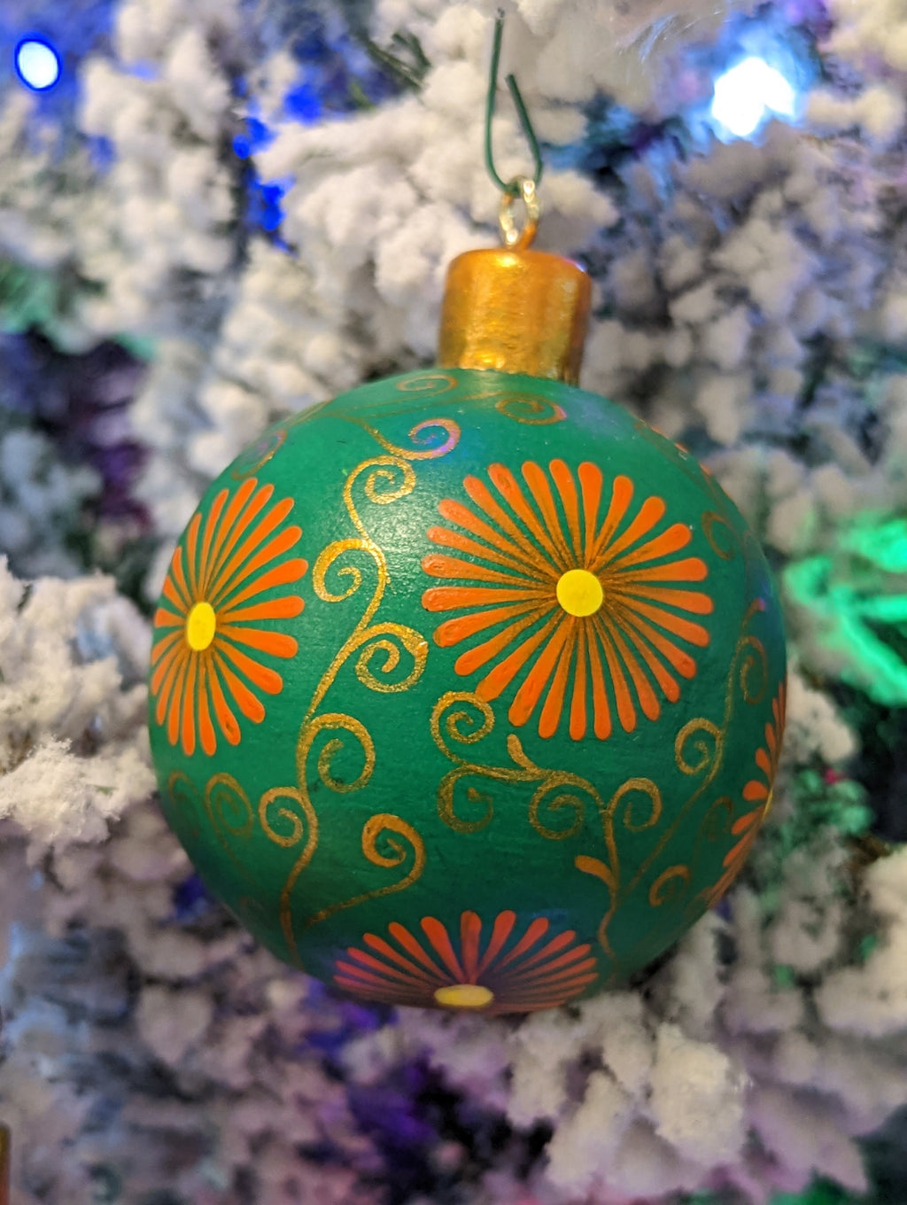 Christmas Ornaments, Unique Mexican Christmas Ornaments, Various Festive Patterns, Colors, Hand Painted Wooden Ornaments by Oaxacan Artists