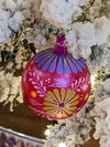 Christmas Ornament, Home Made Christmas Tree Bulbs of Various Festive Floral Patterns, Hand Painted Wooden Ornament of Oaxaca, Mexico