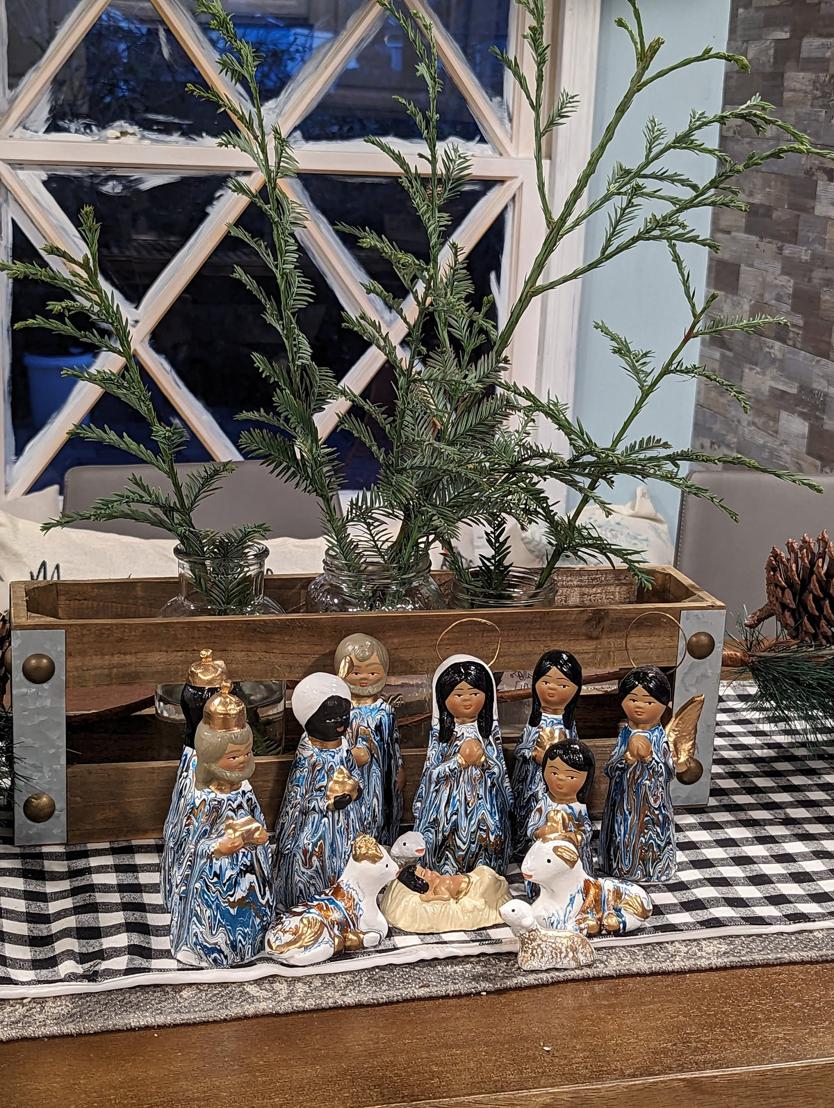 Christmas Nativity Set and Scene, Holy Family Home Decor, Original Handcrafted Art from Mexico, One-of-a-Kind Gift - 13 Pieces