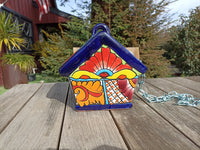 Ceramic Bird Feeder, Talavera Pottery, Decorative Outdoor Hanging Feeder Station, Handmade Mexican Pottery, Attract Wild Birds