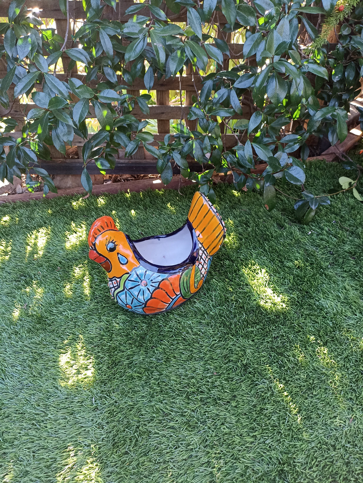 Chicken Flower Pot, Ceramic Talavera Planter, Handmade Mexican Pottery, Indoor Planter, Outdoor Pot, Colorful Home D?cor, Small Planter Pot