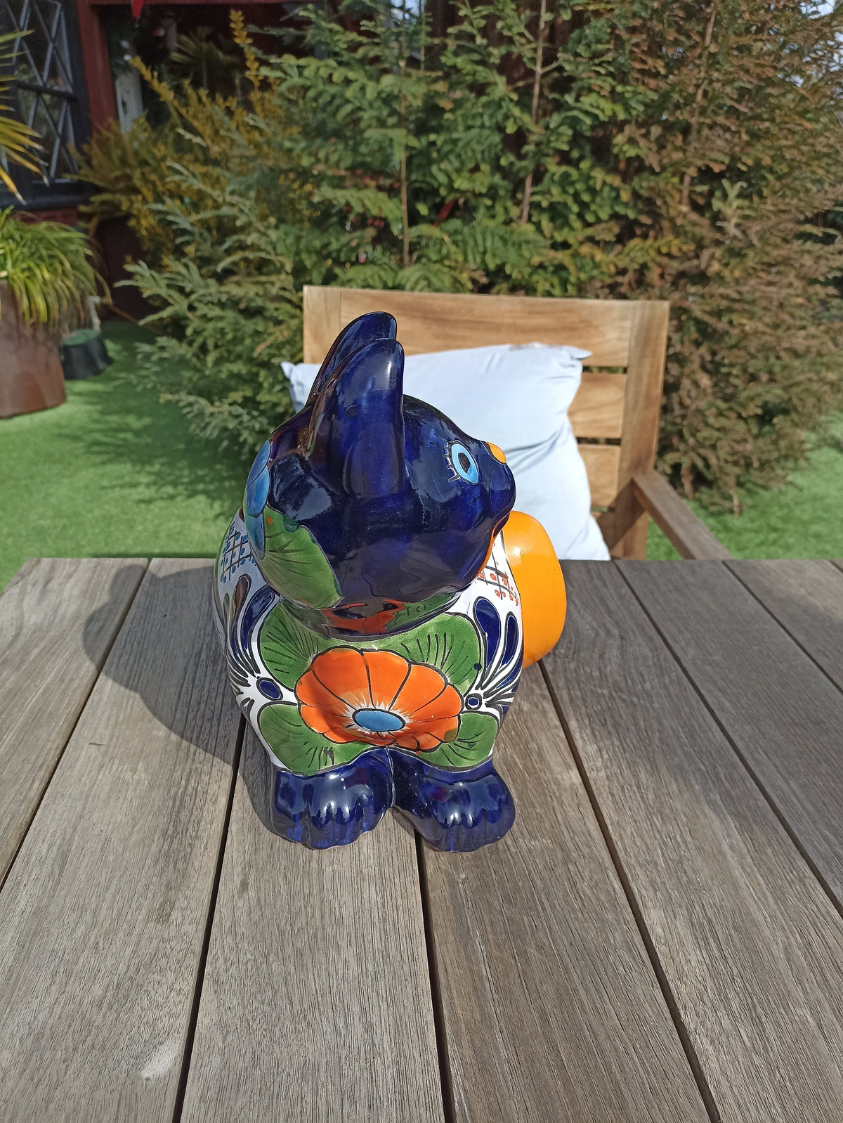 Talavera Cat Flower Pot, Ceramic Planter Home Decor, Indoor Outdoor Planter Pot, Mexican Pottery Yard & Garden Decor, Handmade