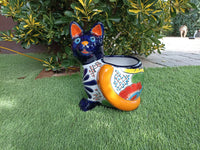Talavera Cat Flower Pot, Ceramic Planter Home Decor, Indoor Outdoor Planter Pot, Mexican Pottery Yard & Garden Decor, Handmade