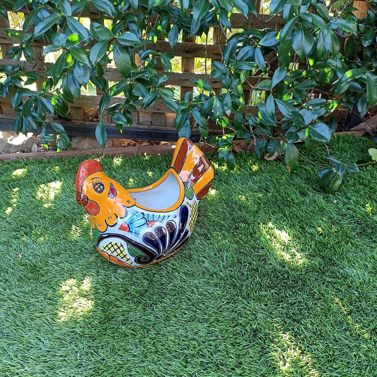 Chicken Flower Pot, Ceramic Talavera Planter, Handmade Mexican Pottery, Indoor Planter, Outdoor Pot, Colorful Home D?cor, Small Planter Pot