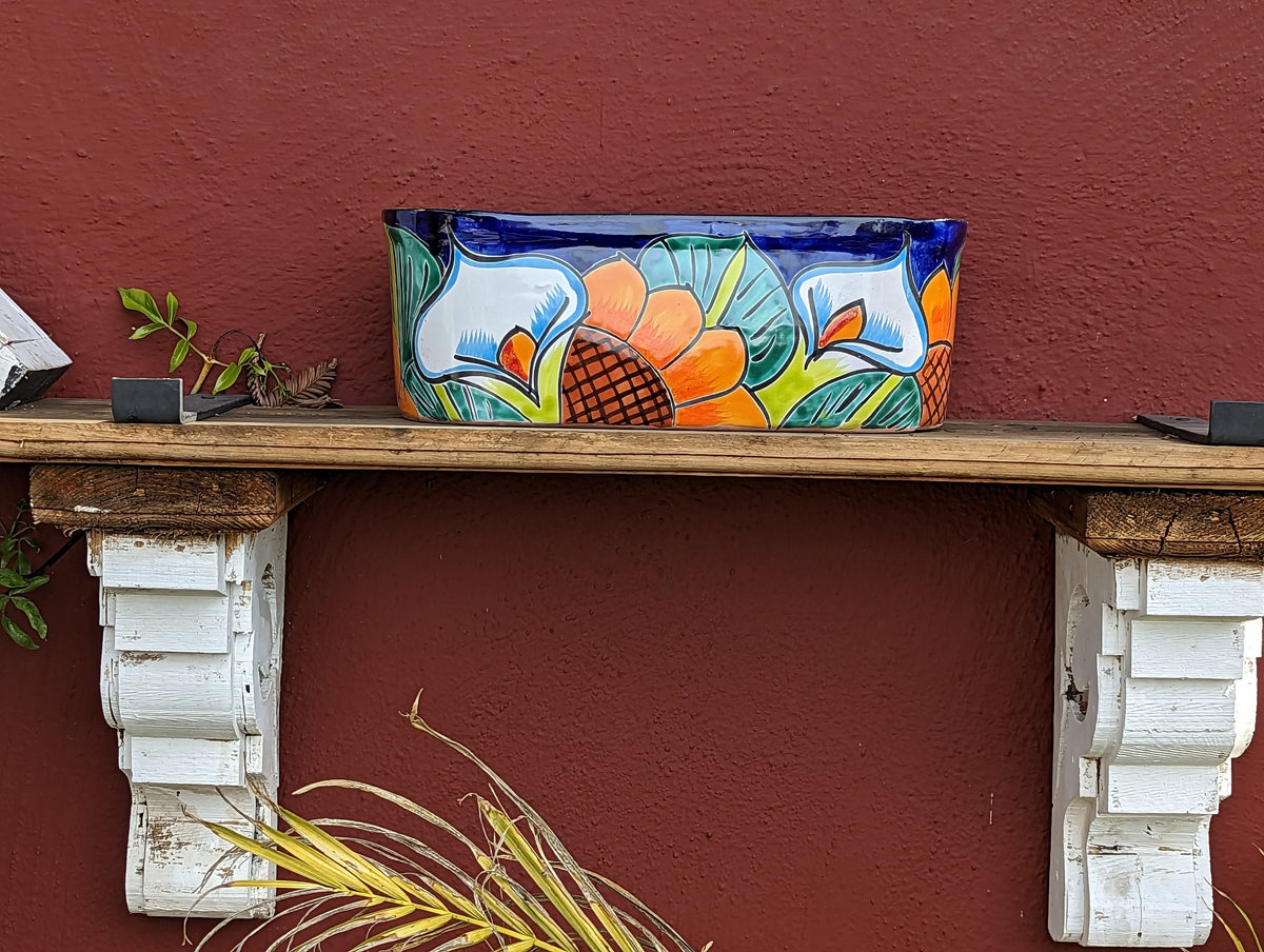 narrow planter indoor Succulent Planter Boxes, Talavera Pottery, Indoor Outdoor Windowsill P – LUV2BRD