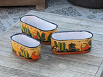 Succulent Planter Boxes, Talavera Pottery, Indoor Outdoor Windowsill Planters, Narrow Planters - Set of 3 Pots