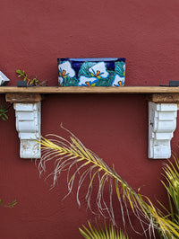Succulent Planter Boxes, Talavera Pottery, Indoor Outdoor Windowsill Planters, Narrow Planters - Set of 3 Pots