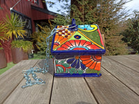 Ceramic Bird Feeder, Talavera Pottery, Decorative Outdoor Hanging Feeder Station, Handmade Mexican Pottery, Attract Wild Birds