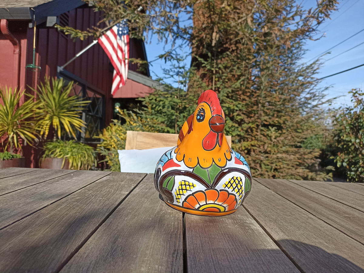 Chicken Flower Pot, Ceramic Talavera Planter, Handmade Mexican Pottery, Indoor Planter, Outdoor Pot, Colorful Home D?cor, Small Planter Pot