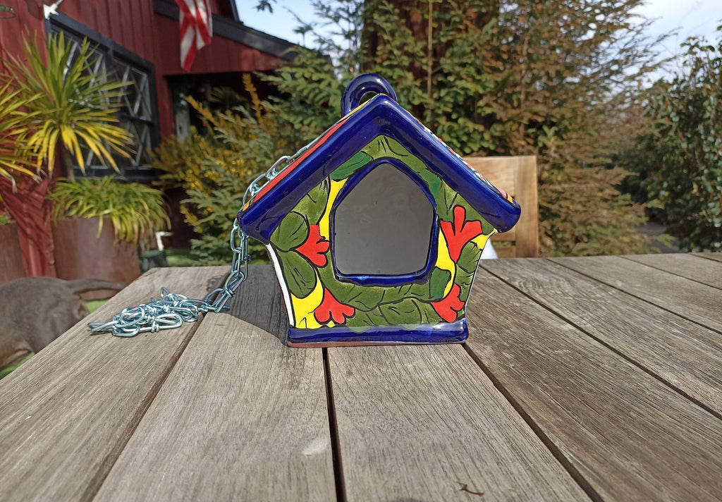 Ceramic Bird Feeder, Talavera Pottery, Decorative Outdoor Hanging Feeder Station, Handmade Mexican Pottery, Attract Wild Birds