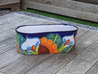 Succulent Planter Boxes, Talavera Pottery, Indoor Outdoor Windowsill Planters, Narrow Planters - Set of 2 Pots