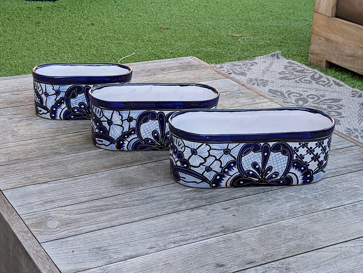 narrow indoor planter box Succulent Planter Boxes, Talavera Pottery, Indoor Outdoor Windowsill P – LUV2BRD