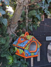 Ceramic Bird Feeder, Talavera Pottery, Decorative Outdoor Hanging Feeder Station, Handmade Mexican Pottery, Attract Wild Birds