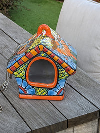 Ceramic Bird Feeder, Talavera Pottery, Decorative Outdoor Hanging Feeder Station, Handmade Mexican Pottery, Attract Wild Birds