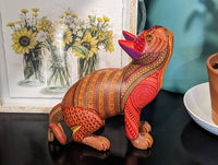 Cat Alebrije Art, Mexican Wood Carving Home Decor, Handmade Animal Sculpture & Mexican Folk Art, Carved Animal Statue, Cat Sculpture Art