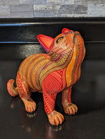 Cat Alebrije Art, Mexican Wood Carving Home Decor, Handmade Animal Sculpture & Mexican Folk Art, Carved Animal Statue, Cat Sculpture Art