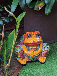 Frog Flower Pot, Colorful Ceramic Planter, Talavera Pottery, Indoor Outdoor Planter, Talavera Pot, Mexican Planter, Handmade Frog Pot, Large