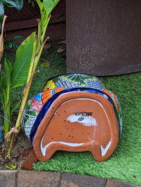 Frog Flower Pot, Colorful Ceramic Planter, Talavera Pottery, Indoor Outdoor Planter, Talavera Pot, Mexican Planter, Handmade Frog Pot, Large