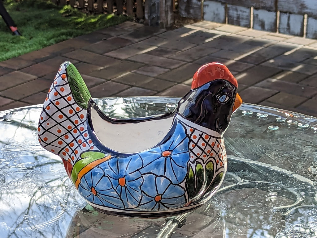 Chicken Flower Pot, Ceramic Talavera Planter, Handmade Mexican Pottery, Indoor Planter, Outdoor Pot, Colorful Home Decor, Small Planter Pot