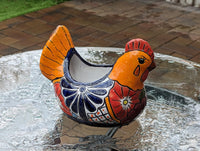 Chicken Flower Pot, Ceramic Talavera Planter, Handmade Mexican Pottery, Indoor Planter, Outdoor Pot, Colorful Home Decor, Small Planter Pot