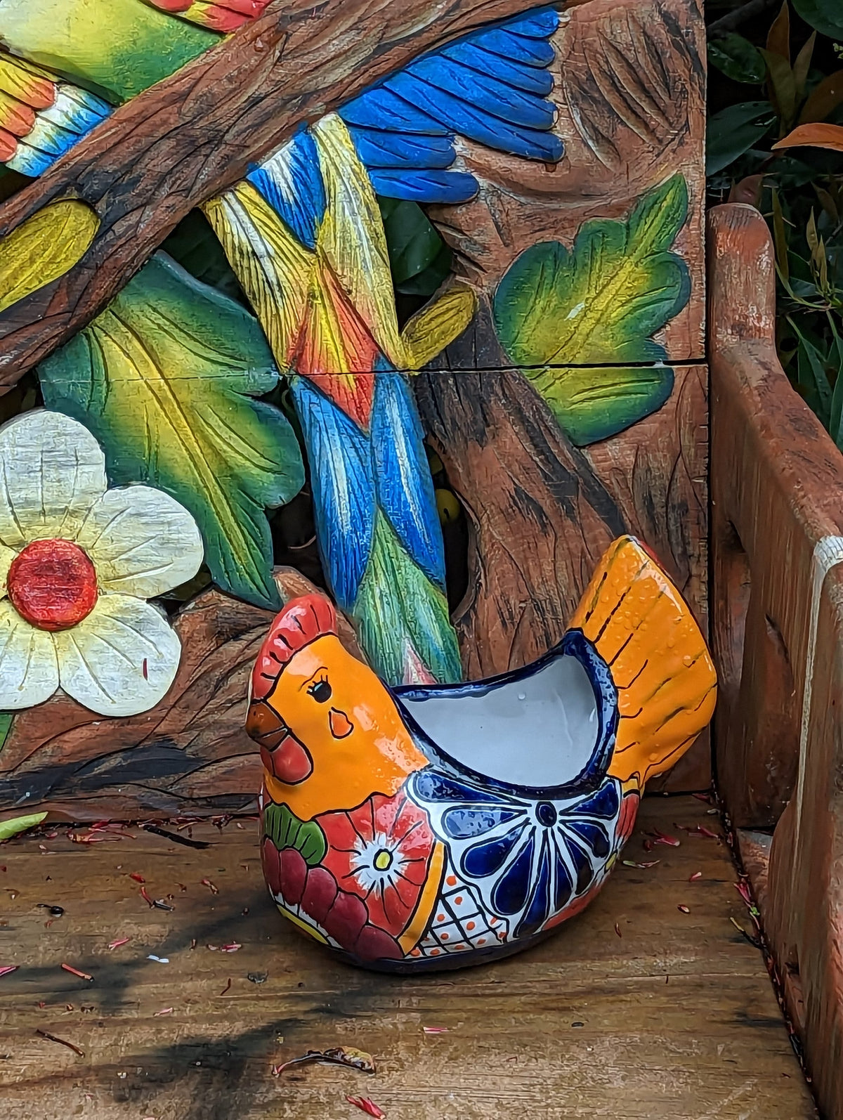 Chicken Flower Pot, Ceramic Talavera Planter, Handmade Mexican Pottery, Indoor Planter, Outdoor Pot, Colorful Home Decor, Small Planter Pot