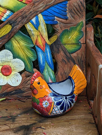 Chicken Flower Pot, Ceramic Talavera Planter, Handmade Mexican Pottery, Indoor Planter, Outdoor Pot, Colorful Home Decor, Small Planter Pot