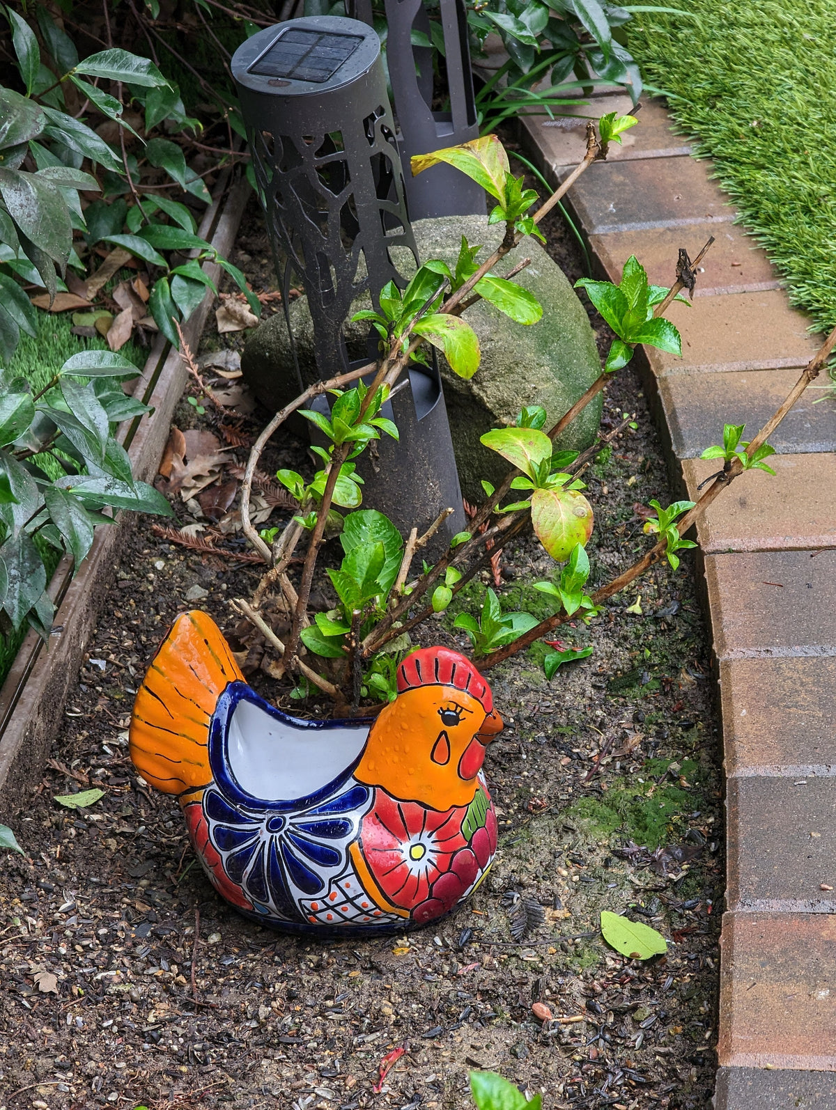 Chicken Flower Pot, Ceramic Talavera Planter, Handmade Mexican Pottery, Indoor Planter, Outdoor Pot, Colorful Home Decor, Small Planter Pot