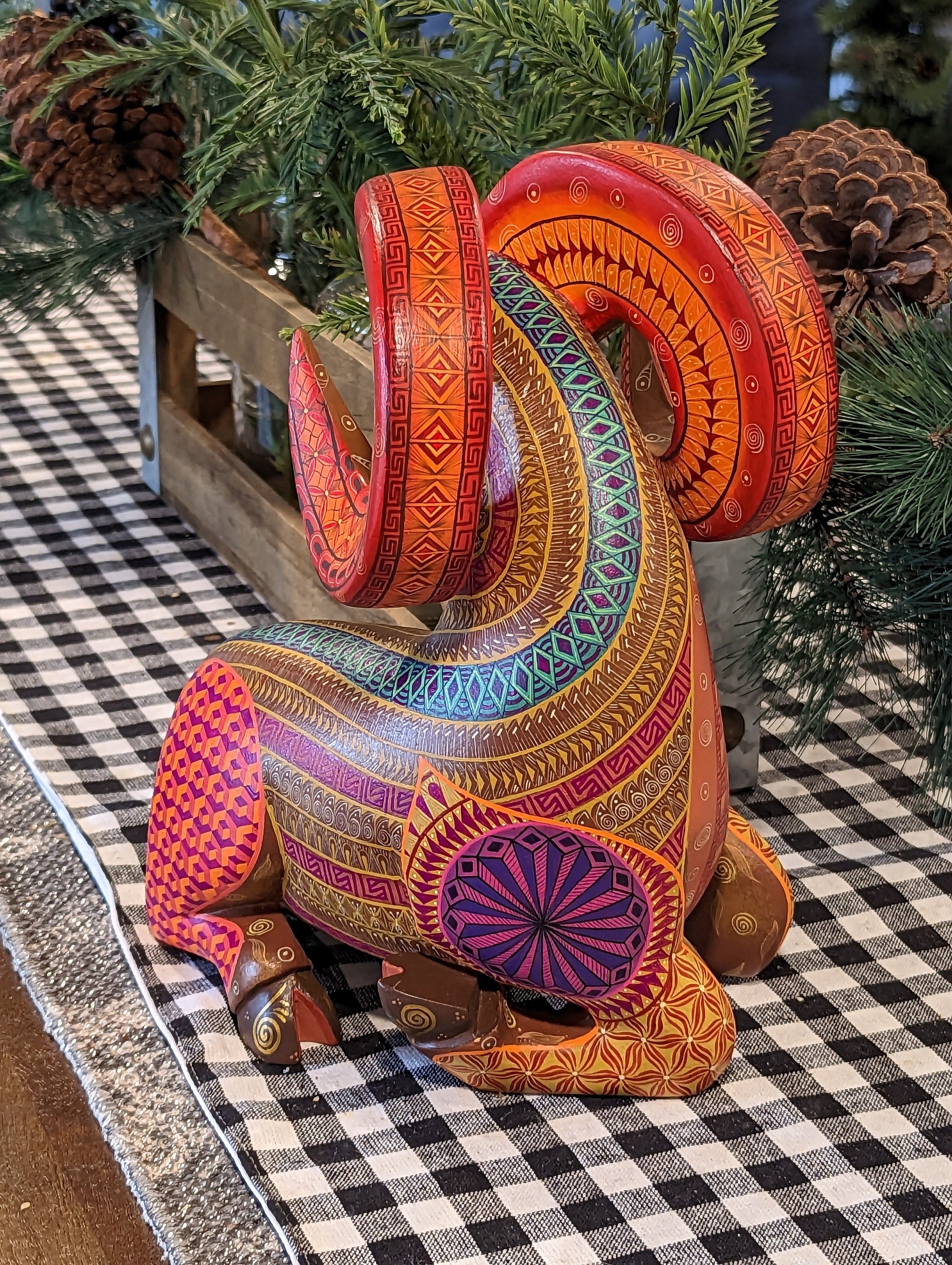 Ram Alebrije Art, Mexican Wood Carving Home Decor, Handmade Ram Alebrije Art, Mexican Wood Carving Home Decor, Handmade