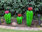 Cactus Family Garden Decor of 3 Cactus Decorations for Your Yard | Hand Painted Lifelike Metal Cactus, 17"-27" Mexican Yard Art