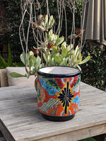 Colorful 12" Round Flower Pot, Talavera Ceramic Planter, Handmade Pottery, Outdoor Garden Decor, Indoor Home Decor, Unique Housewarming Gift