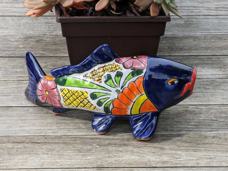 Ceramic Fish, Talavera Pottery, Handmade in Mexico, Fish Home Decor, Garden or Porch Decor, Yard Art, Unique Gift for Fish Lovers