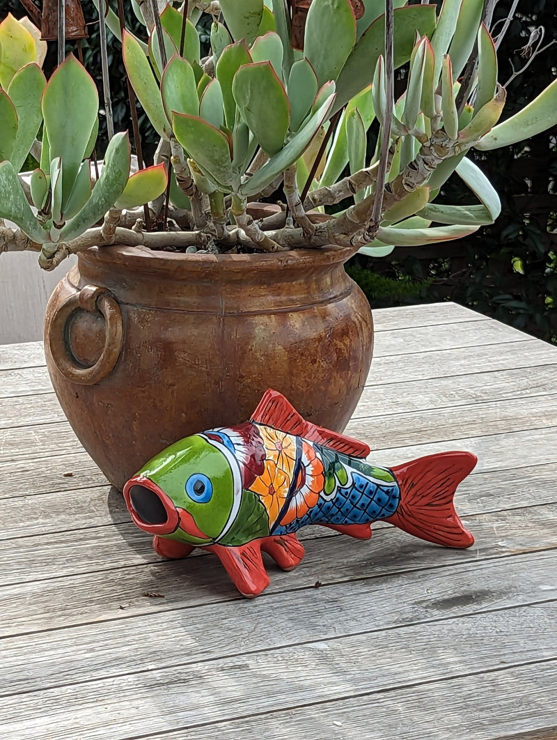 Ceramic Fish, Talavera Pottery, Handmade in Mexico, Fish Home Decor, Garden or Porch Decor, Yard Art, Unique Gift for Fish Lovers