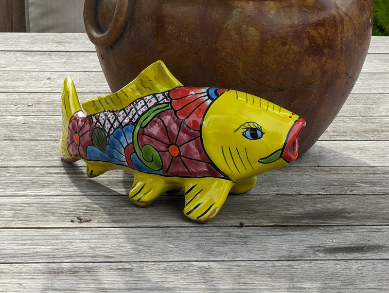 Ceramic Fish, Talavera Pottery, Handmade in Mexico, Fish Home Decor, Garden or Porch Decor, Yard Art, Unique Gift for Fish Lovers