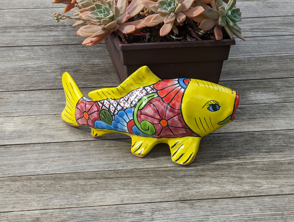 Ceramic Fish, Talavera Pottery, Handmade in Mexico, Fish Home Decor, Garden or Porch Decor, Yard Art, Unique Gift for Fish Lovers