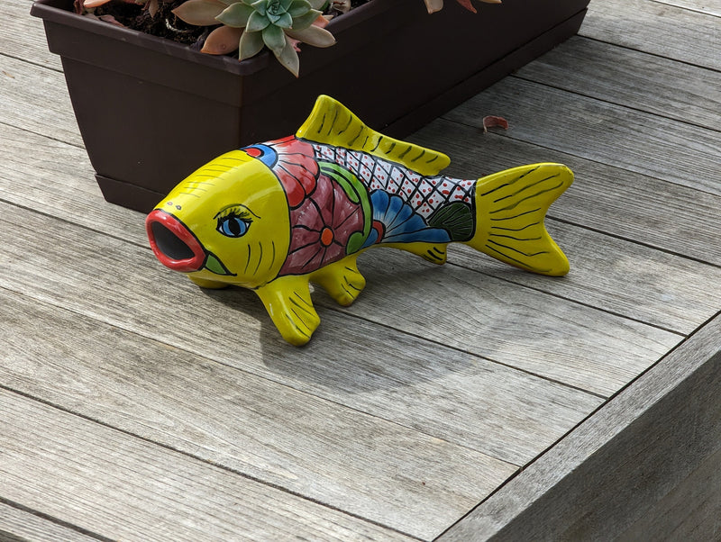 Ceramic Fish, Talavera Pottery, Handmade in Mexico, Fish Home Decor, Garden or Porch Decor, Yard Art, Unique Gift for Fish Lovers