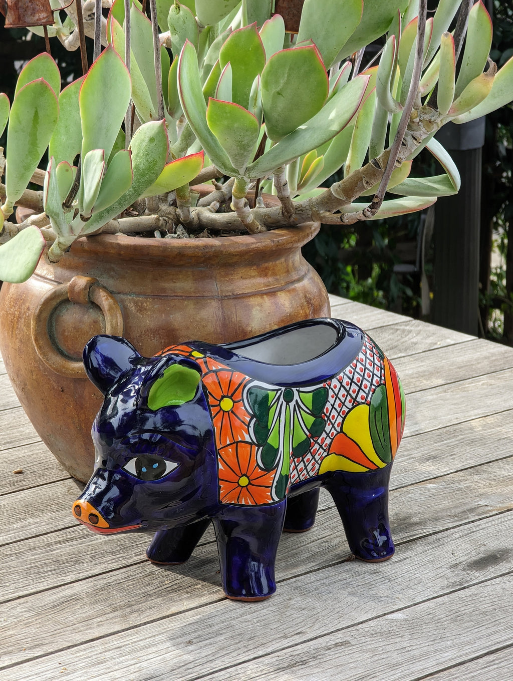 Ceramic Planter, Cute Pig Flower Pot, Pig Decor, Flower Pots Outdoor, Talavera Pottery, Handmade, Cute Pig Gift, Ceramic Pig Figurine