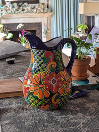 Beverage Pitcher, Handmade Talavera Pottery, Large Pitcher for Water, Lemonade, Drinks, Juice, Home Barware Party Pitcher, Mexican Decor