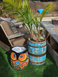 Owl Flower Pot 14" Talavera Ceramic Planter, Gorgeous Handmade Pottery, Outdoor Garden Decor, Indoor Home Decor, Unique Gift for Birders