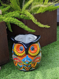 Owl Flower Pot 14" Talavera Ceramic Planter, Gorgeous Handmade Pottery, Outdoor Garden Decor, Indoor Home Decor, Unique Gift for Birders